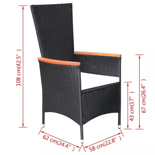 7-PC Garden Dining Chair in Rattan PE and Wood