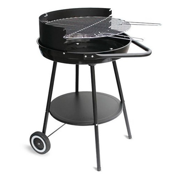 Carbon barbecue with wheels black 56 cm